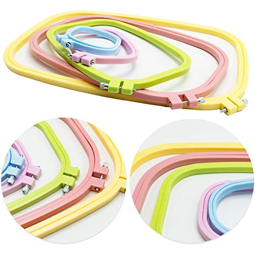 5 Size Colorful Embroidery Hoop Rectangle Square Embroidery Frame Cross Stitch Hoop Sewing Tool for Art Craft Handy Sewing (Multicolor),LAMXD Embroidery Hoop - style: 5 Sizes Rectangle Square