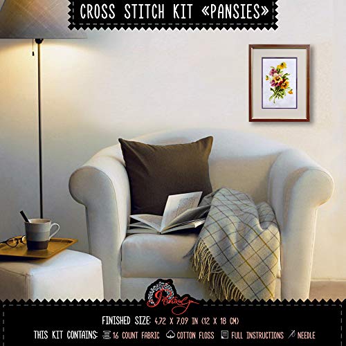 Povitrulya Cross Stitch Embroidery Kit 'Pansies' - color: Pansies