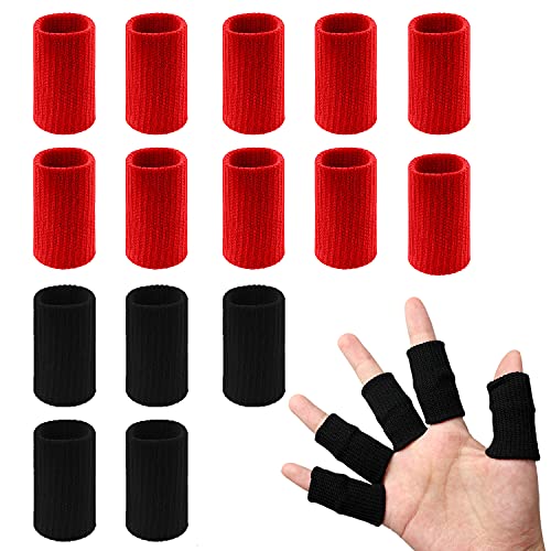 20 Pcs Finger Sleeves Protectors, Elastic Sport Finger Sleeves, Black/Red - color: Black,red
