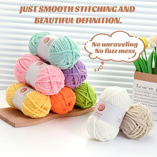 Chenille Blanket Yarn for Crocheting Size 5 Bulky Yarn Rose - color: Rose