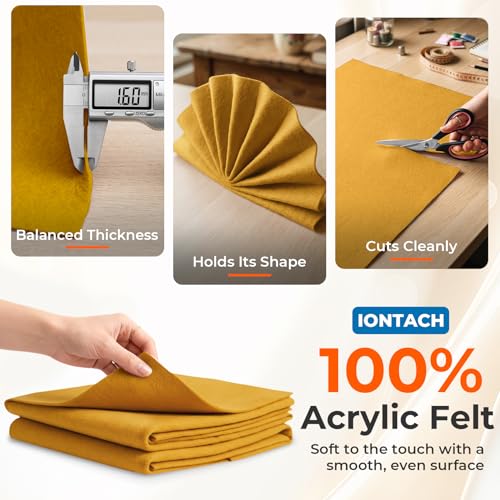 IONTACH 18" X 18" Soft Felt Sheets 1.6mm Thick (2 Packs, Antique Gold) - color: Antique Gold