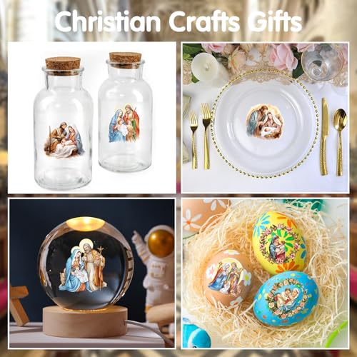 ZMRU 24 Sheets Vintage Christian Rub On Transfers for Crafts, Jesus Stickers for Wood,Furniture Decals, Glass Candle Holder, Porcelain, Candles, Sympathy Gifts, Fabric Projects,3 * 3inch - color: Advent of Jesus