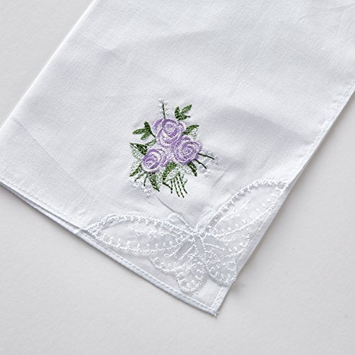 RDS HANKYTEX Cotton Embroidery Ladies' Handkerchiefs Lace Set of 6 - style: 4