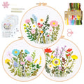 RidaaFri Embroidery Kit for Beginners, Set of 3 Flower Pattern Practice Kit