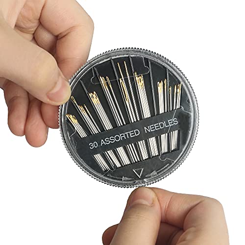 Eketirry 60pcs Premium Hand Sewing Needles，2 Pack 30-Count Assorted Needles for Sewing Repair, 6 Different Sizes Sewing Needles with 2 Threaders (Pink& Black,1) - style: Pink&Black