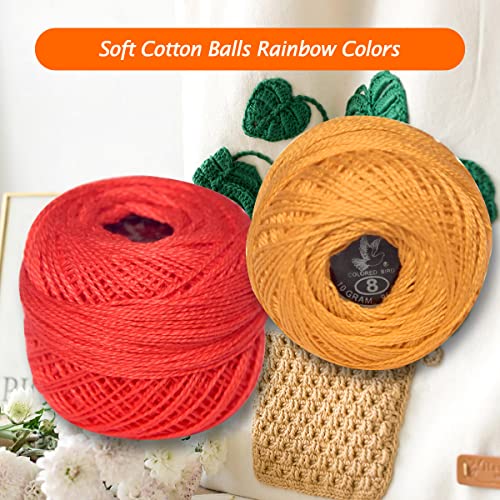 Soft 20 Colors Classic Crochet Thread Double Mercerized Egyptian Long Staple Cotton Pearl Thread Ball 20 Pack,100% Cotton (Beige Brown-834-869) - color: Beige Brown Series