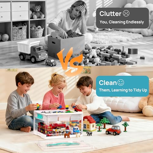Vtopmart 24 QT Clear Craft Organizer with Removable Tray & Dividers, 1 Pack