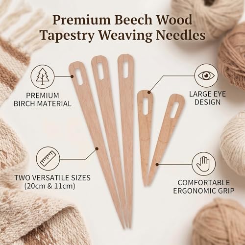 Weaving Needle 5Pcs DIY Wooden Big Eye Knitting Needles Tapestry Weaving Crafts Tools Wooden Big Eye Knitting Needles