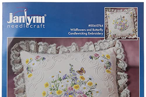Janlynn Candle Wicking Embroidery Kit, Wildflowers and Butterfly Pillow 14" x 14"