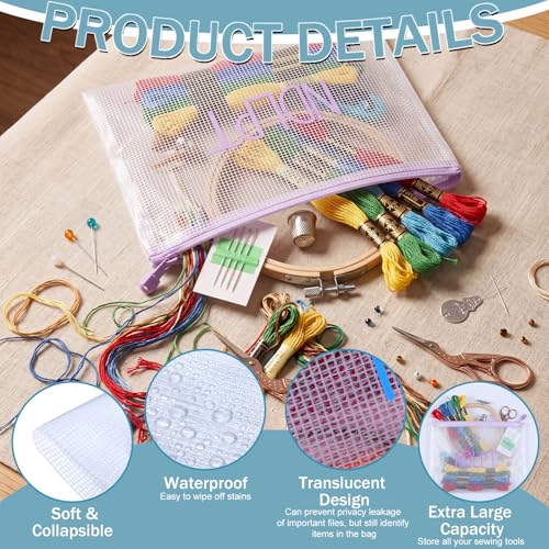 Geetery 6 Pack Needlepoint Project Bags Ndlpt Zipper Pouch, Classic, Pastel - color: Pastel