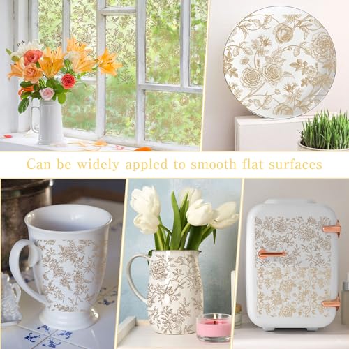 4 Pcs Large Chinoiserie Floral Rub-On Transfers for Furniture & Crafts - style: Chinoiserie Floral