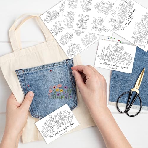 Bible Flower Embroidery Patterns, Water Soluble Stick and Stitch Paper - style: Flower974
