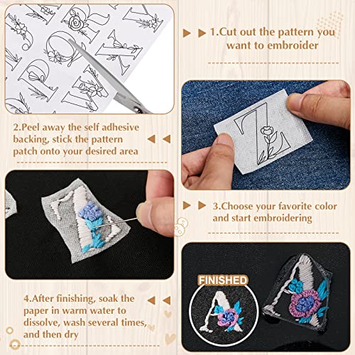 Lewtemi 50 Pcs Letters Water Soluble Hand Sewing Stabilizers - color: Letters