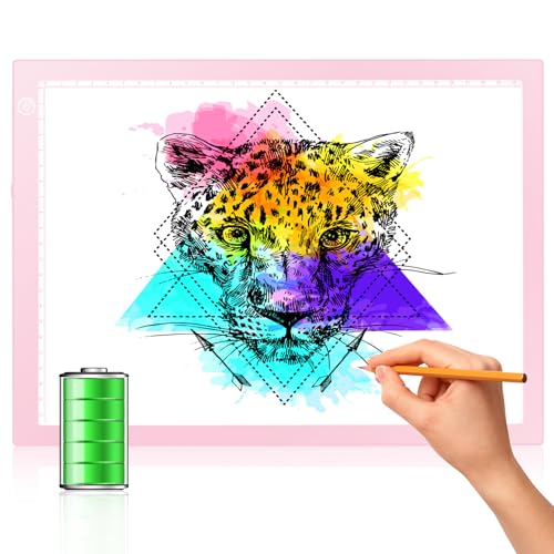 Rechargeable Tracing Light Box, LED Drawing Board for Kids Birthday Gift - color: PINK, size: 10 x 15 inches