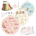 AmoraDec Embroidery Kit for Beginners Adults,Easy Stamped Cross Stitch Hand Embroidery Starter Kit with Video Tutorials,Floral Patterns Needle Point Kits,Fun DIY Craft Gift Set for Women's Hobbies