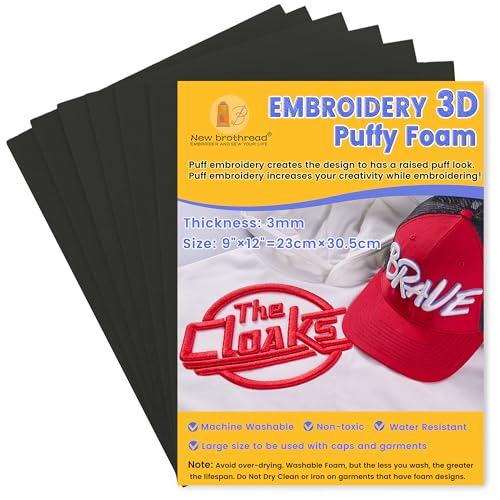 New brothread 6PCS Embroidery Puffy Foam 3MM - Black - color: 6×black