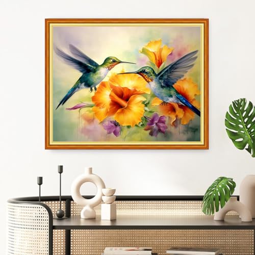 Redxing Stamped Cross Stitch Kits Full Range of Embroidery Starter Kits- Needlepoint Counted Cross Stitch Kits for Beginner Adults 11CT Printed Embroidery Kit-Hummingbirds Gather Honey 16x20 inch - color: Artskits07