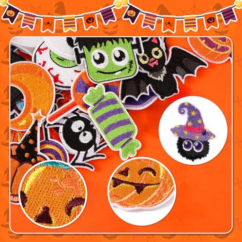 AUGSUN 36Pcs Halloween Iron on Patches for Clothing - style: Halloween