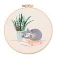 Amiiba Embroidery Starter Kit with Cat on Book Pattern, DIY Full Range Stamped Embroidery Cross Stitch Kits for Beginners Adults (Cat) - color: Cat