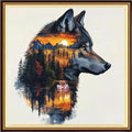Redxing Counted Cross Stitch Kit for Beginners,Unprinted Needlepoint Kits for Beginners Cross Stitching Embroidery Kit 11CT Stitches kit-Abstract Wolf King 18x18 inch - color: KitsColor08