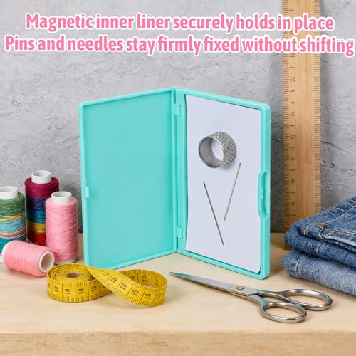 Magnetic Needle Case, Rectangle Light Green Needle Holder for Sewing Knitting Crochet, Secure Embroidery Organizer, Needlepoint Accessories & Needle Minder Magnet Storage Case - color: Light Green