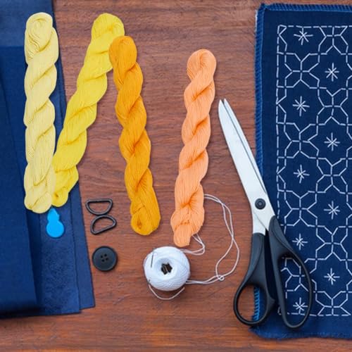 FREEBLOSS 4 Pcs Sashiko Thread Sashiko Skein 100M * 4 Colors Pure Cotton Embroidery Thread Japanese Sewing Threads Quilting and Embroidery Kit Supplies, Yellow and Orange - color: Sunset Yellow Theme