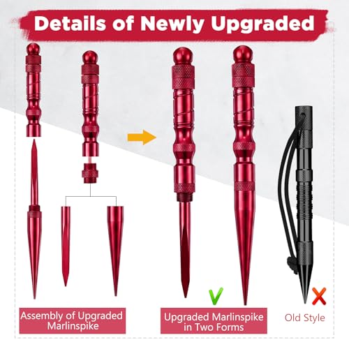 Shimeyao 12 Pcs 2026 Update Paracord FID Knotter Tools Set, Red - color: Red