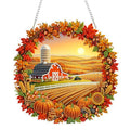 Eiflow Acrylic Diamond Art Hanging Kit for Adults, DIY Diamonds Painting Door Hanger Board Kit, Special Crystal Diamond Art Painting Pendant Ornament (Fall Field) - color: Fall Field