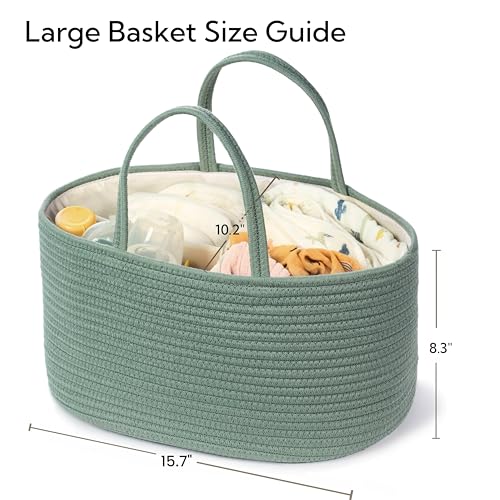 Diaper Caddy Organizer, Gift Basket for Baby Shower, Newborn Essentials - color: Sage Green, size: Large