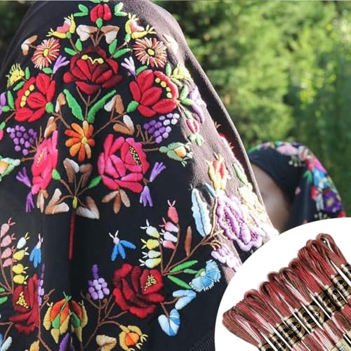 10 Skeins 6 Strands Red Embroidery Floss Threads Bulk Variegated Gradient Cross Stitch Thread Polyester Friendship Bracelets String for Jewelry Making Hand Sewing Knitting Stitching Crafts - color: Red