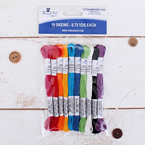 ThreadArt Embroidery Floss Kit in Rainbow Bright Colors - Six Strand Set - color: RAINBOW BRIGHT COLORS