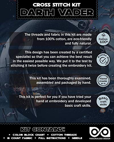 Personalized.Design Embroidery Kit 'Star Wars: Darth Vader' - DIY Counted Cross Stitch Bookmark - Funny Handmade Father's Day Gift