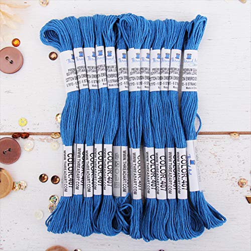 12 Skeins ThreadArt Cotton Embroidery Floss, Blue - color: Blue