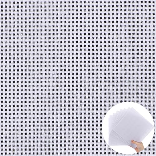 Knitgrip 8 Pack 8 x 8 Inches Needlepoint Canvas 18 Mesh Blank White Canvas Pure Cotton Needlepoint Mesh Twist Interlock for Embroidery DIY Knit Crochet Projects Make Dividers - size: 8 x 8 Inches