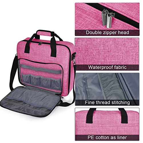 BAGLHER Cross Stitch & Embroidery Organizer Bag - Large Portable Project Storage with 3 Compartments, Travel Friendly Carrying Case for 11.2" Hoops, Threads, Supplies (Pink) - color: pink