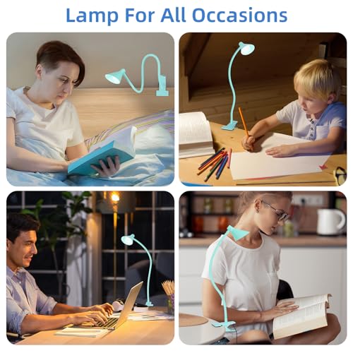 Clip on Light USB Reading Light, Eye Care Dimmable Reading Lamp Teal - color: Teal