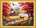 Funxvoot Stamped Cross Stitch Kits Beginners Full Range of Embroidery Kits for Adults 11CT Embroidery Patterns Needlepoint Kits Printed Cross Stitch Kits-Deep Autumn Scenery 16x20 inch - color: Craftsstyle13