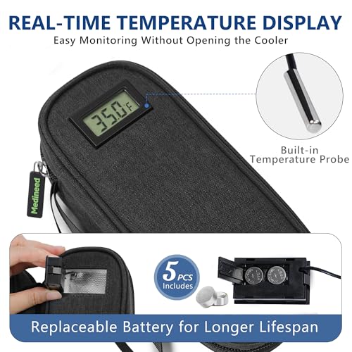 Medineed Temp Display Travel Case Fit 2 Mounjaro & Zepbound Pens, Black - color: Black