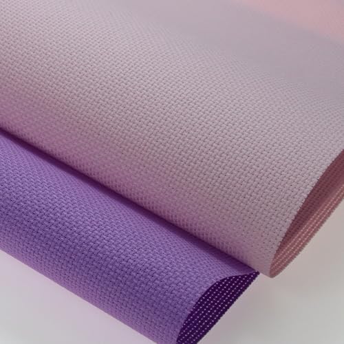 KCS 2 pc of 15" x 18"(38cmx45cm) Counted Cross Stitch Cotton Aida Cloth Needlework Fabric Box (Lavender+Pink, 16CT) - color: Lavender+pink, size: 16CT