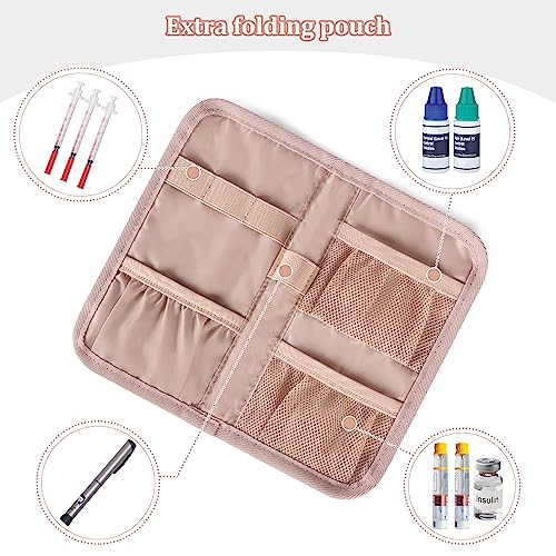 Yarwo Diabetic Travel Case for Blood Glucose Monitor, Test Strips, Syringes - color: Dusty Rose