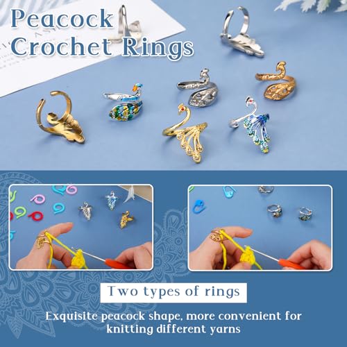 Yizzvb 34 Pcs Crochet Ring Adjustable Knitting Thimble Accessories - color: Color3