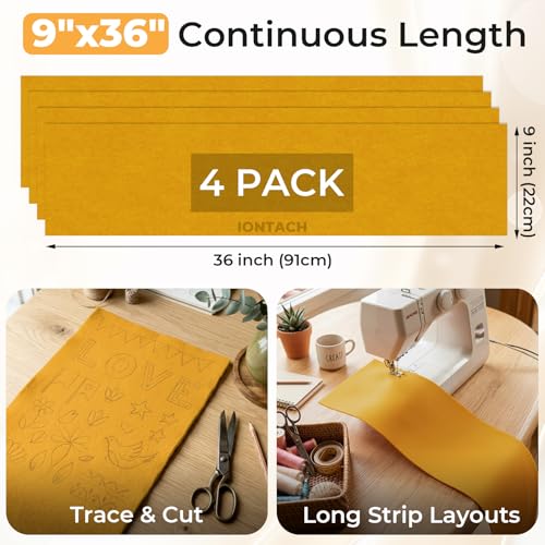 IONTACH 9" X 36" Soft Felt Sheets 1.6mm Thick (4 Packs, Antique Gold) - color: Antique Gold