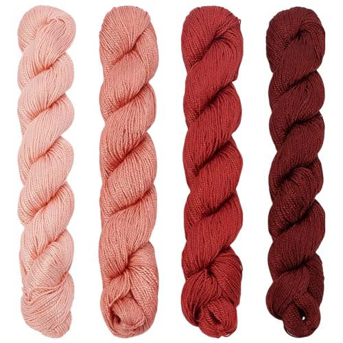 FREEBLOSS 4 Pcs Sashiko Thread Sashiko Skein 100 M*4 Colors(Red) Cotton Embroidery Thread Japanese Quilting & Embroidery Sashiko Kit Supplies Sewing Thread - color: Red