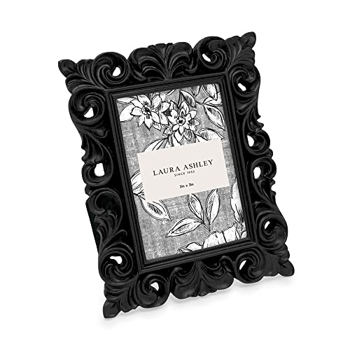 Laura Ashley 2x3 Black Vintage Inspired Resin Scroll Design Picture Frame - color: Black, size: 2x3