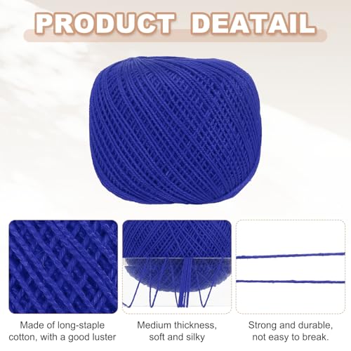 MECCANIXITY Crochet Thread Pearl Cotton Size 3 Deep Blue 164 Yards for Crocheting Tatting Knitting Embroidery Sewing - color: Deep Blue