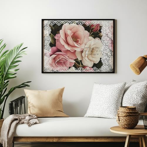 6 Sheets Roses Rub on Transfers for Furniture and DIY Crafts Vintage Lace Floral Rub on Transfer Sticker for Wood Furniture Decor Iod Transfers Stickers for Wood Glass Decals 6"x12" - style: Roses and Lace