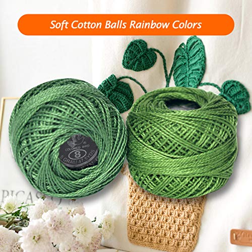 Crochet Thread 10 Balls Cardinal Size 8 for Crochet Hardanger Cross Stitch Needlepoint Hand Embroidery (Dark Green Series) - color: Dark Green Series