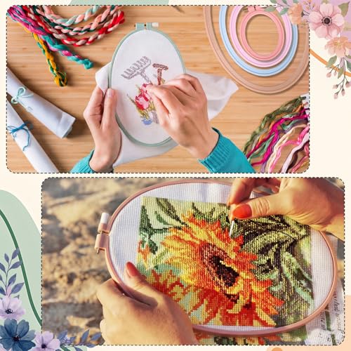 Tigeen 5 Pcs Embroidery Hoops, 5 Sizes ABS Plastic for Sewing, Oval - style: Oval