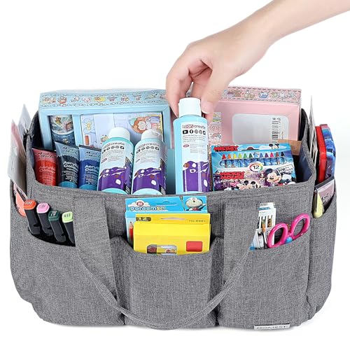HOMEST Craft Organizer Tote Bag with Multiple Pockets