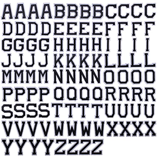 J.CARP 104Pcs Black Alphabet A to Z Patches, Iron on Sew on Letters for Clothing, Hats, Shoes, Backpacks, Handbags, Jeans, Jackets etc. - color: 104pcs, Black